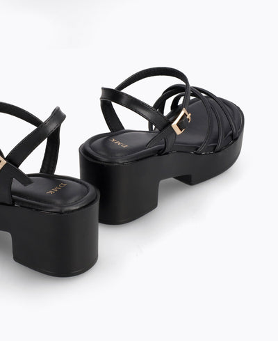 Reyna Platform Heel Sandals - Black