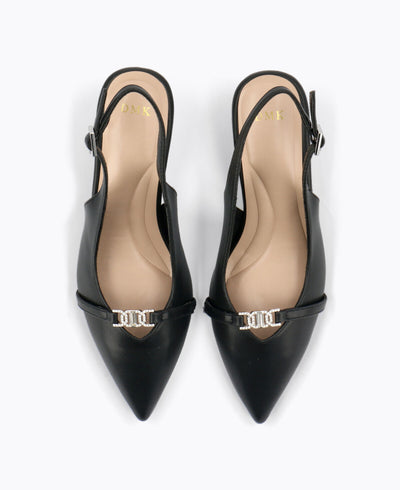 Miley Slingback Heel Pumps - Black