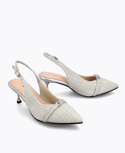 Miley Slingback Heel Pumps - Grey