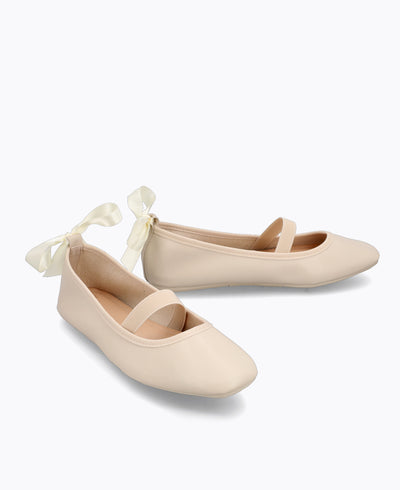 Theodora Mary Jane Flats - Beige