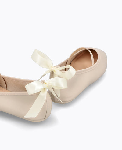 Theodora Mary Jane Flats - Beige