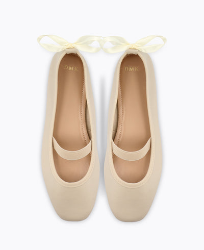 Theodora Mary Jane Flats - Beige