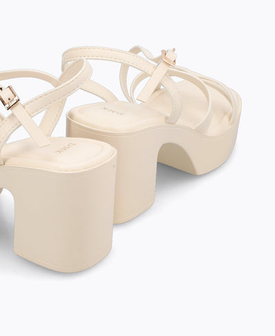 Natalie Platform Heel Sandals - Beige