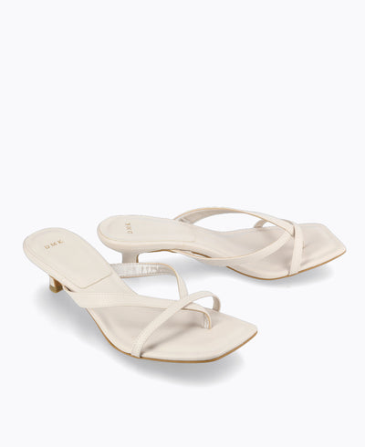 Kayla Thong Heel Sandals - Beige