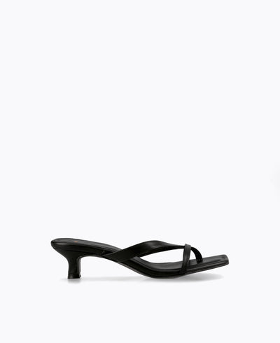 Kayla Thong Heel Sandals - Black