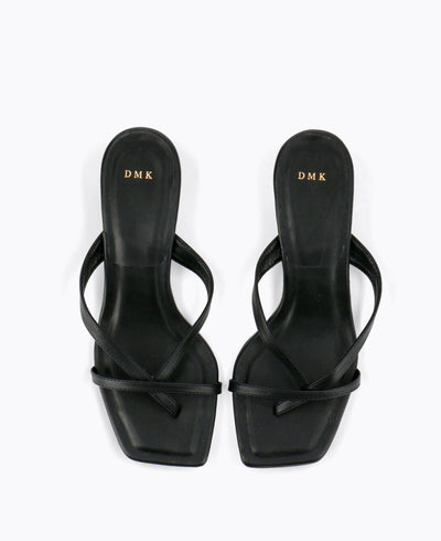 Kayla Thong Heel Sandals - Black