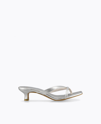 Kayla Thong Heel Sandals - Silver