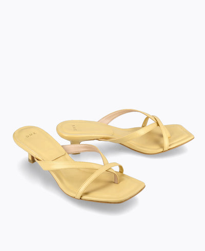 Kayla Thong Heel Sandals - Yellow