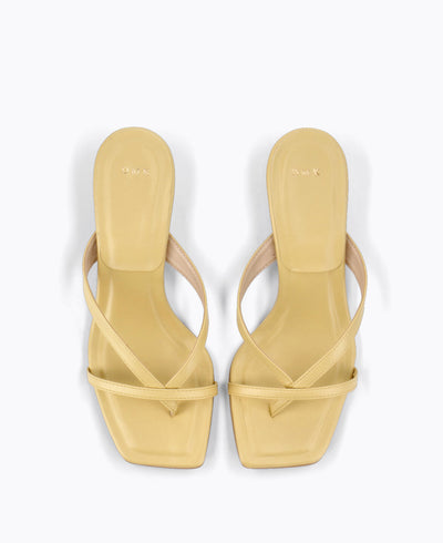 Kayla Thong Heel Sandals - Yellow