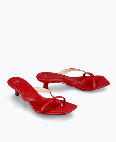 Kayla Thong Heel Sandals - Red