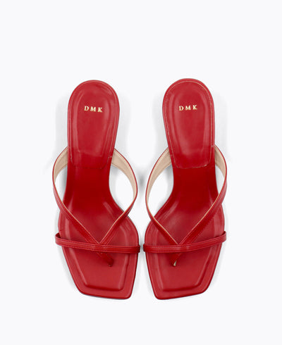 Kayla Thong Heel Sandals - Red