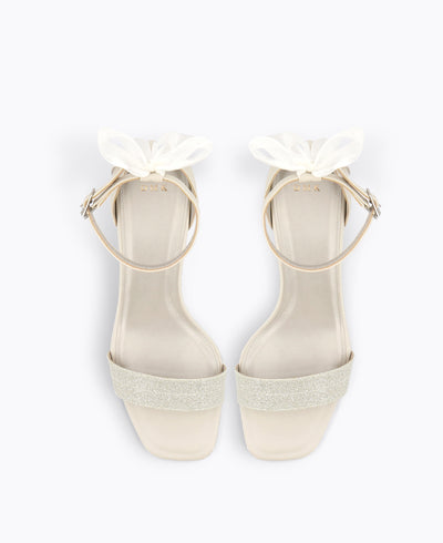 Sophia Bow Heel Sandals - Silver