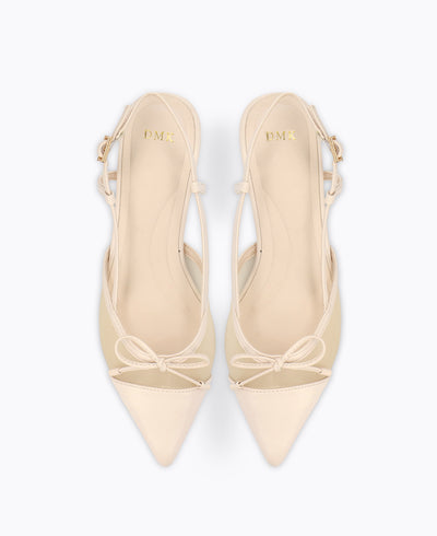 Hailey Slingback Heel Pumps - Beige