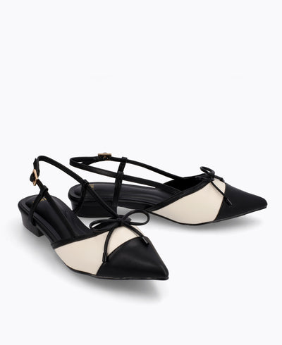 Hailey Slingback Heel Pumps - Black &amp; White