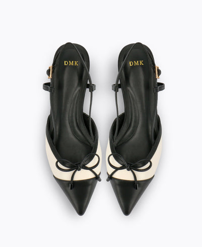 Hailey Slingback Heel Pumps - Black & White