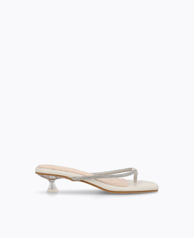 Jessica Thong Heel Sandals - Beige