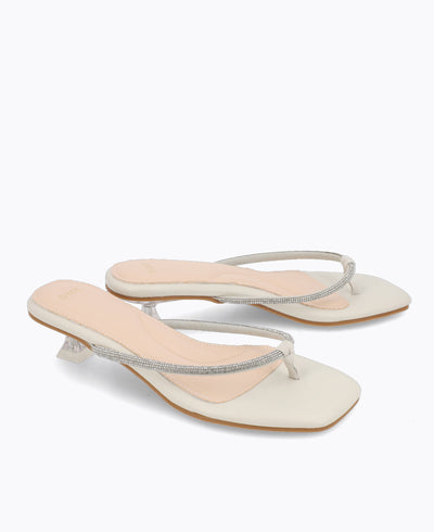 Jessica Thong Heel Sandals - Beige