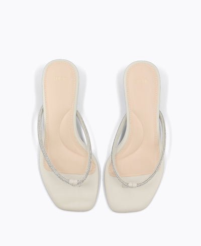 Jessica Thong Heel Sandals - Beige