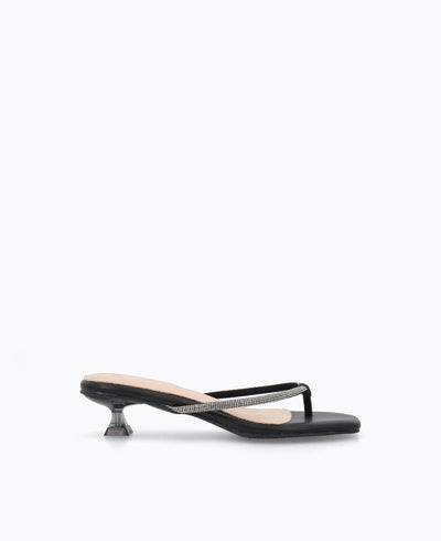 Jessica Thong Heel Sandals - Black