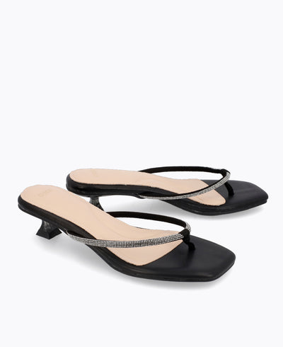 Jessica Thong Heel Sandals - Black