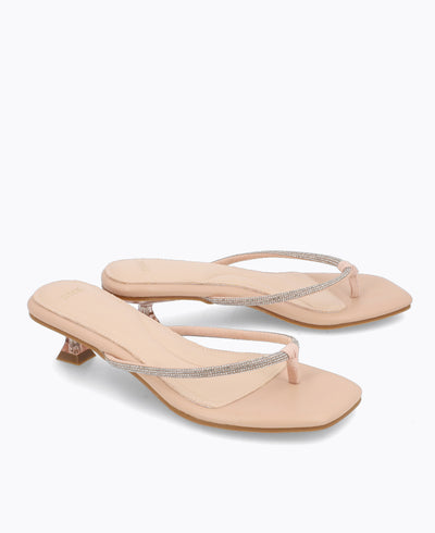 Jessica Thong Heel Sandals - Nude