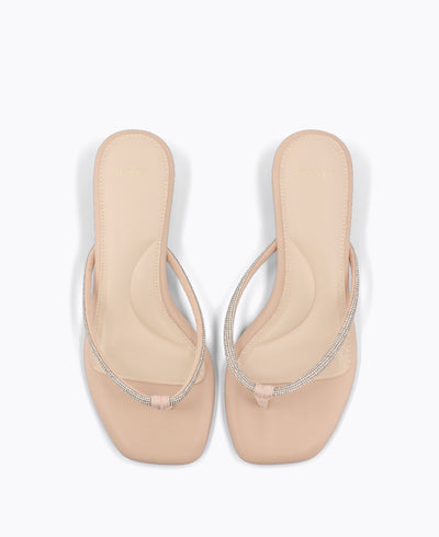 Jessica Thong Heel Sandals - Nude